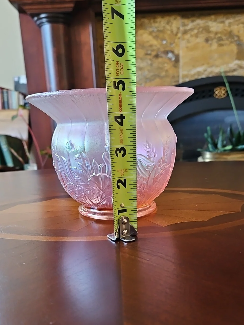 Fenton Iridescent Velva Rose Pink Stretch Glass Wildflower Vase Bowl Vintage
